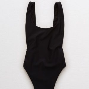 Aerie Super Scoop One Piece Black Swimsuit